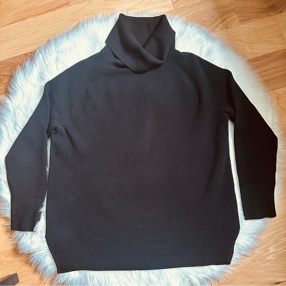 Hatch Wool Blend Ribbed Texture Cowl Neck Sweater